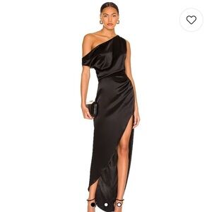 NONchalant Elegant Black Satin Maxi Dress